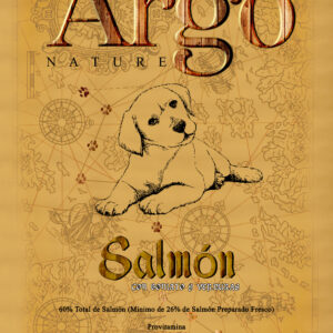 ARGO NATURE CACHORRO SALMÓN CON EGLEFINO, PESCADO BLANCO, BONIATO Y ESPÁRRAGOS PIENSO PARA PERROS