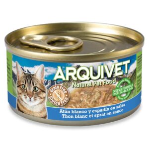 ARQUIVET ATÚN BLANCO Y ESPADÍN EN SALSA 80gr LATA PARA GATOS