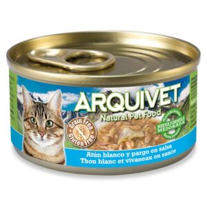 ARQUIVET ATÚN BLANCO Y PARGO EN SALSA 80gr LATA PARA GATOS