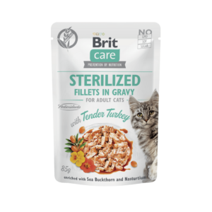 BRIT CARE STERILIZED FILETES DE PAVO EN SALSA 85gr SOBRE PARA GATOS
