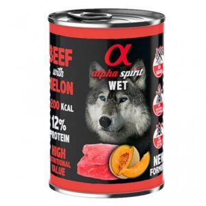 ALPHA SPIRIT TERNERA CON MELÓN 400gr LATA PARA PERROS