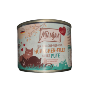 MJAMJAM DUETT FILETE DE POLLO MARIDADO CON PAVO 190gr LATA PARA GATOS
