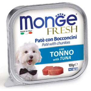 MONGE FRESH PATÉ CON TROZOS DE ATÚN 100gr  LATA PARA PERROS