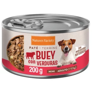 NATURE’S VARIETY PATÉ MINI ADULT 1-10Kg BUEY CON VERDURAS 200gr LATA PARA PERROS