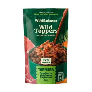 WILD BALANCE WILD TOPPERS SALSAS GOURMET TERNERA CON ZANAHORIA, CALABAZA Y ESPINACAS 85gr PARA PERROS